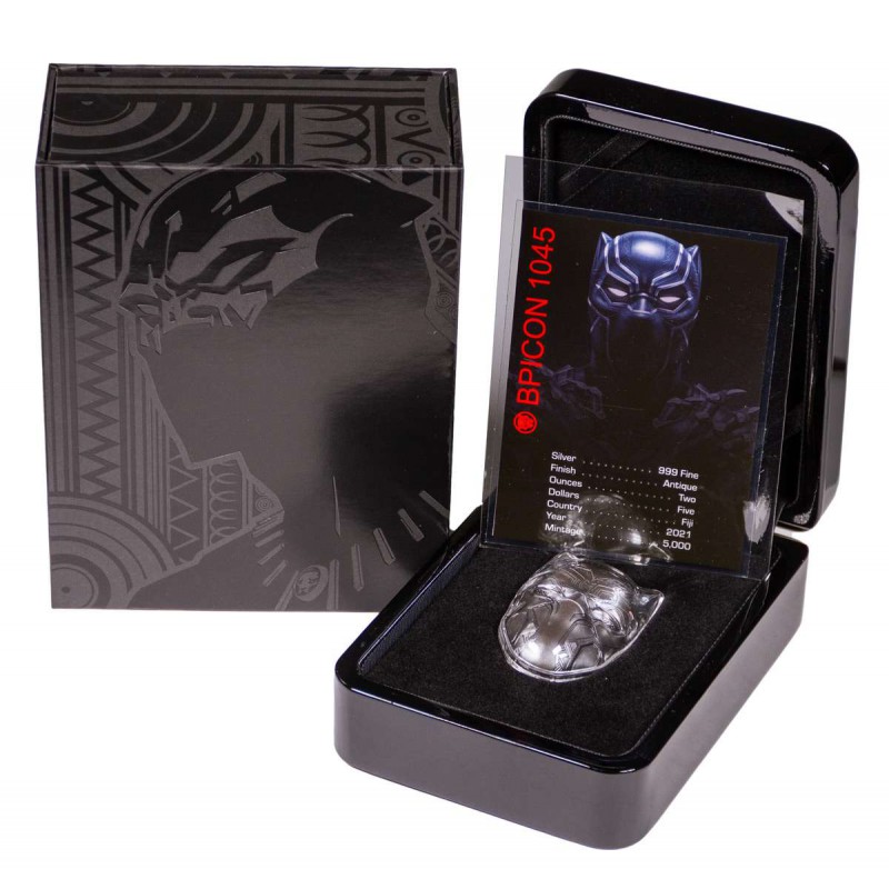 Fiji 2021 Marvel Black Panther Mask Shaped 2 oz Silver Coin GOLD AND SILVER BULLION