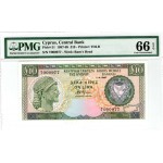 CYPRUS 10 POUNDS 1987 BANKNOTE PMG 66 p51 WORLD BANKNOTES