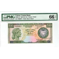 CYPRUS 10 POUNDS 1987 BANKNOTE PMG 66 p51