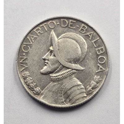 Panama 1/4 Balboa silver coin 1934 rare
