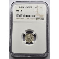 NETHERLANDS 1942 S COIN EAST INDIES 1/10 GULDEN NGC MS64