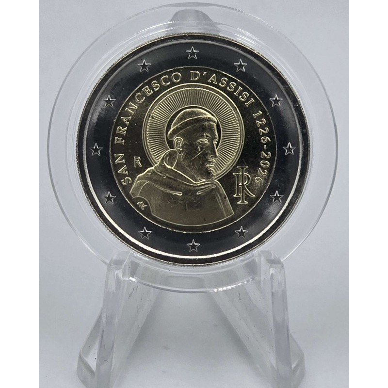 Italy 2 Euro coin St. Francis of Assisi 2026 UNC Coin in capsule WORLD COINS