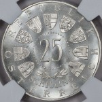 AUSTRIA 1955 SILVER 25 SCHILLING VIENNA THEATER NGC MS67 WORLD COINS