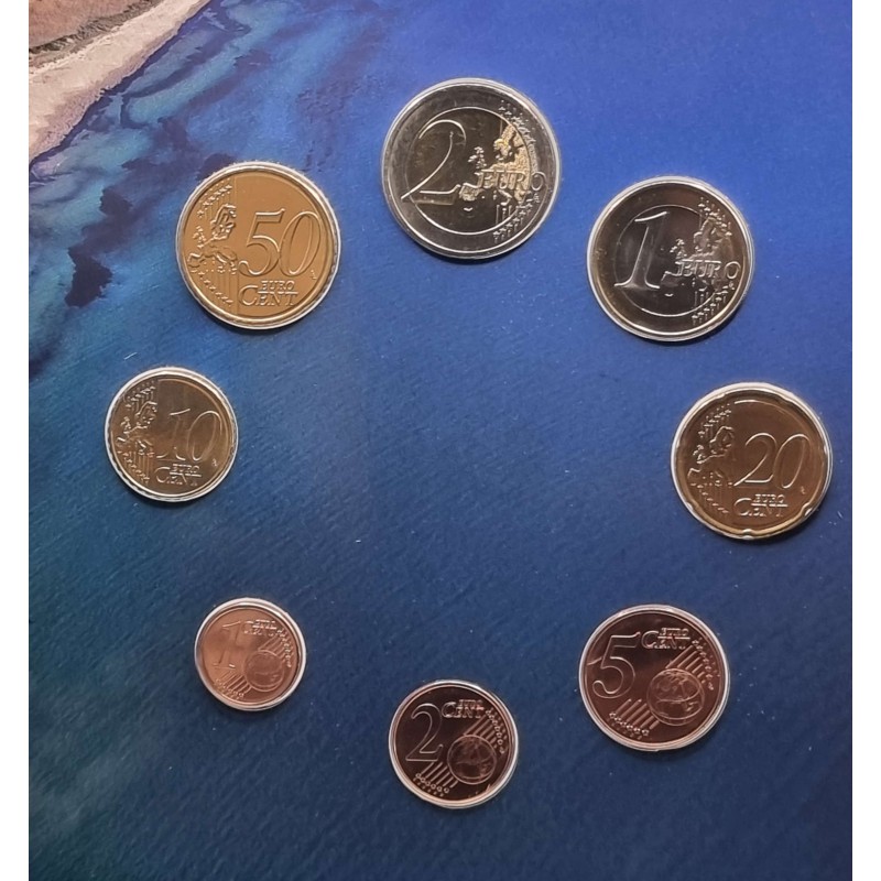 GREECE 2021 COMPLETE YEAR EURO SET IN COIN BLISTER NAXOS WORLD COINS