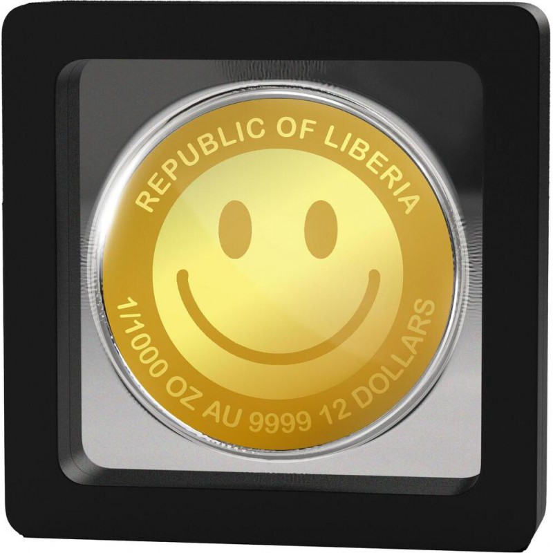 SMILEY 1/1000 Oz Gold Coin 12$ Liberia 2026 GOLD AND SILVER BULLION