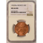 MEXICO 20 CENTAVOS COIN 1965 NGC MS66 RD WORLD COINS