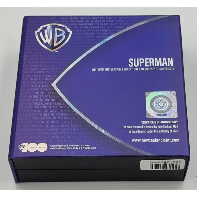 SUPERMAN Looney Tunes Mashups 2 Oz Silver Coin Niue 2023 GOLD AND SILVER BULLION