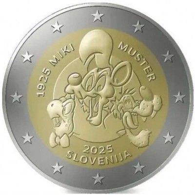 SLOVENIA 2025 Miki Muster 100th anniversary 2 euro coin