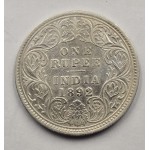 British India Silver 1 rupee 1892 C Victoria Gothic style WORLD COINS