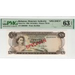 BAHAMAS SPECIMEN 20 DOLLARS P31s BANKNOTE 1968 PMG 63 EPQ QEII WORLD BANKNOTES