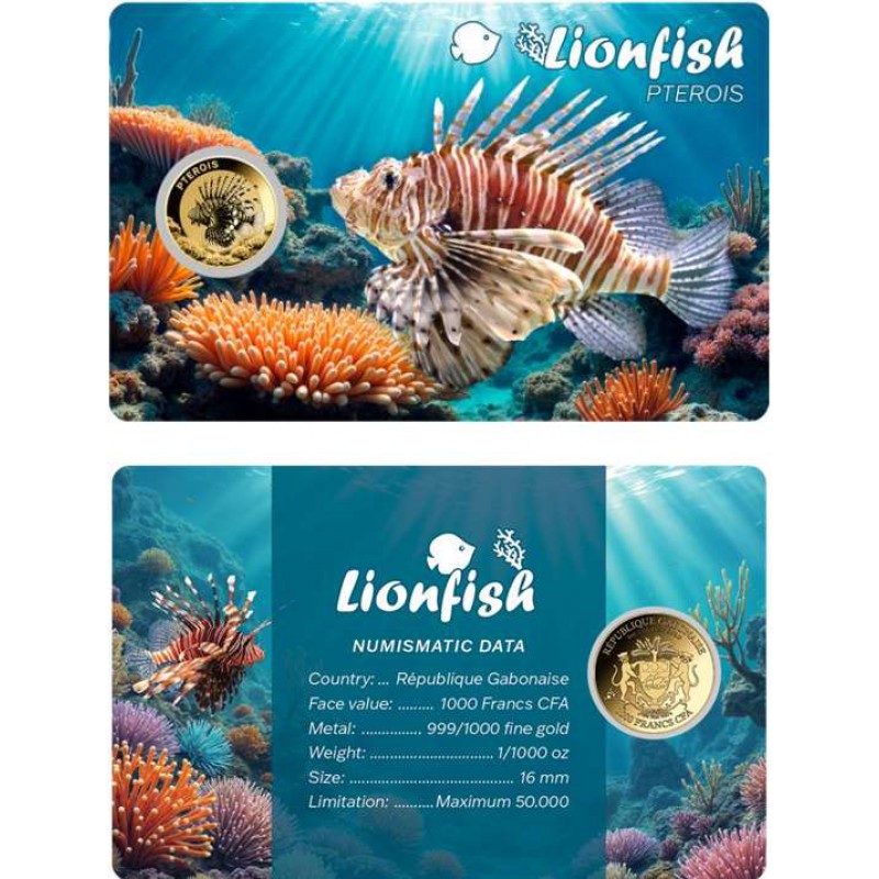 Ocean Fish collection 1/1000 Oz .999 Gold 5 coin cards in Album GOLD AND SILVER BULLION