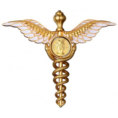 STAFF OF HERMES CADUCEUS 2 Oz Silver Coin 5$ Samoa 2025