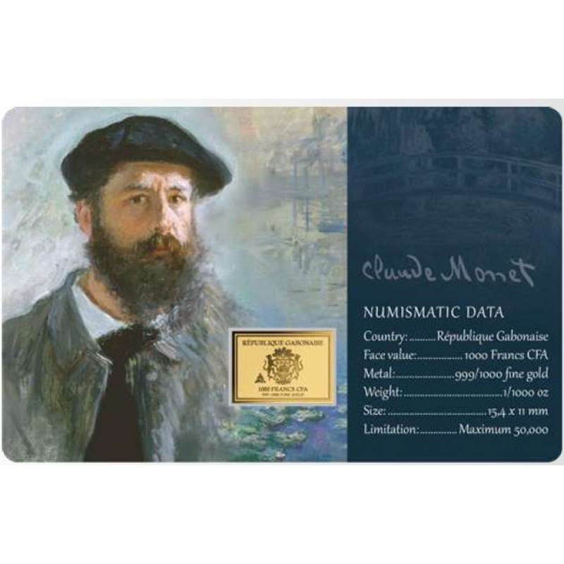 Claude Monet Collage 1/1000 Oz .999 Gold in Coin card GOLD AND SILVER BULLION