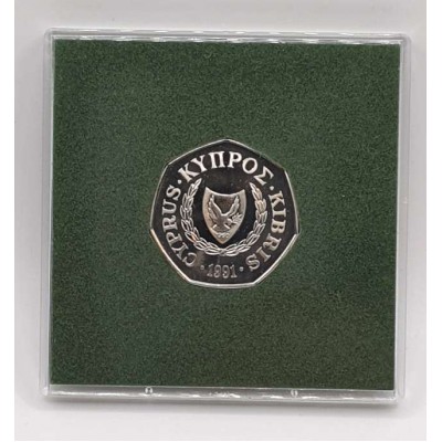 CYPRUS 1991 CUNI BU 50 CENTS COIN IN ORIGINAL RIGID CASE