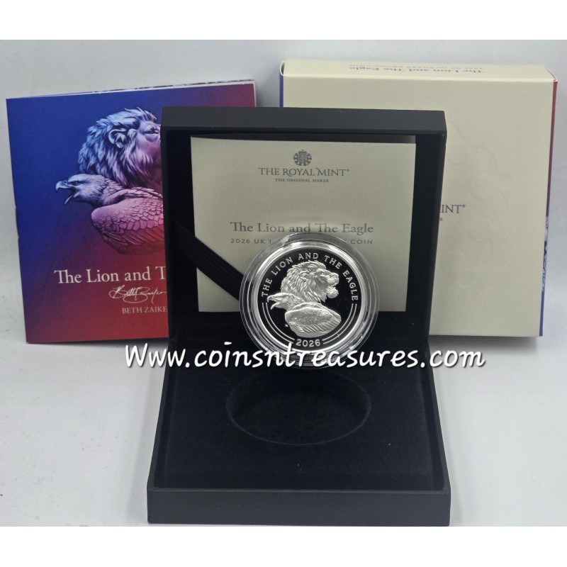 UK The Lion and The Eagle 2026 1oz Silver Proof Coin GOLD AND SILVER BULLION