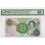 ISLE OF MAN 1983 50 POUNDS BANKNOTE QEII P39a PMG 67 EPQ QUEEN ELIZABETH II WORLD BANKNOTES