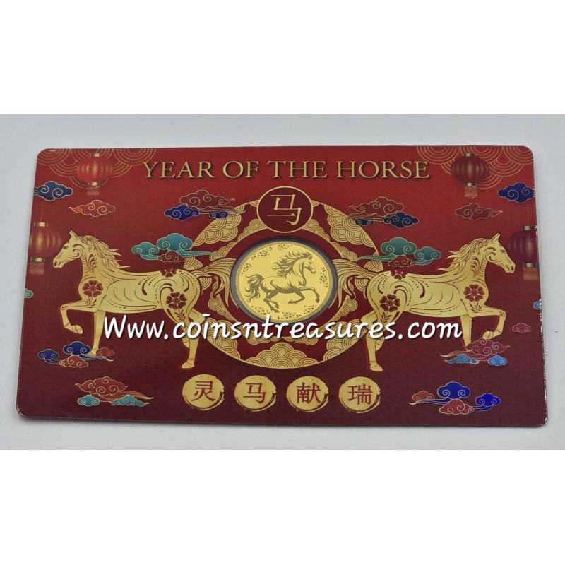 YEAR OF THE HORSE 1/1000 Oz .999 Gold in Coin card 2026 GOLD AND SILVER BULLION