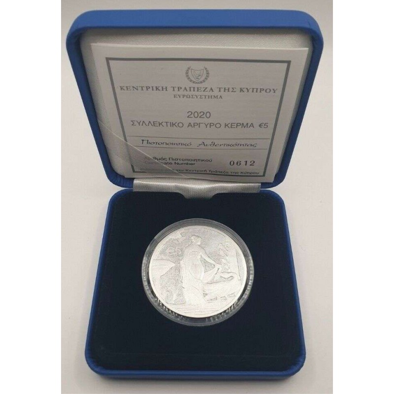CYPRUS 2020 SILVER PROOF COIN 5 EURO LEDA AND THE SWAN WORLD COINS