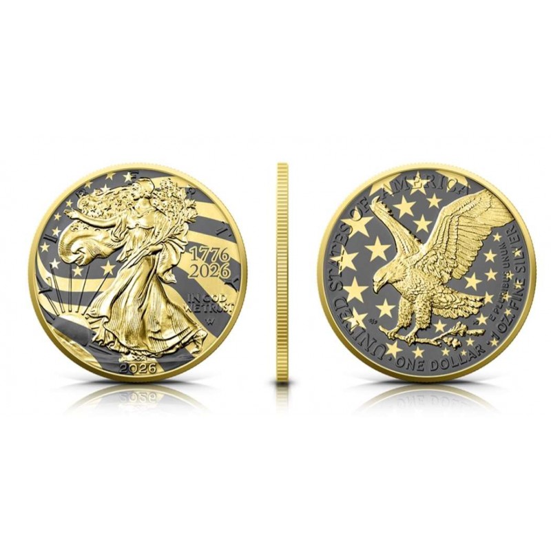 USA 2026 American Eagle 999 1oz Golden Ring Coin GOLD AND SILVER BULLION
