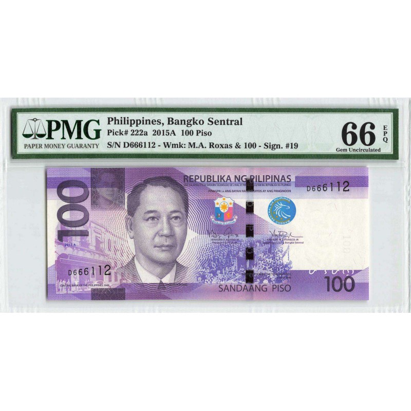Philippines 2015 A P-222a PMG Gem UNC 66 EPQ 100 Piso banknote WORLD BANKNOTES