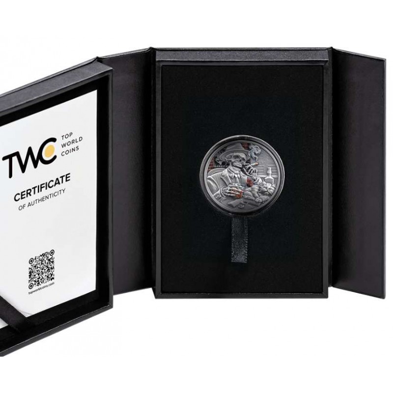 GANGSTER Memento Mori 1 Oz Silver Coin 5 Cedis Ghana 2025 GOLD AND SILVER BULLION