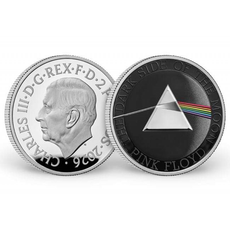 UK 2026 Pink Floyd 1oz Silver 999 Proof Colored Coin GOLD AND SILVER BULLION
