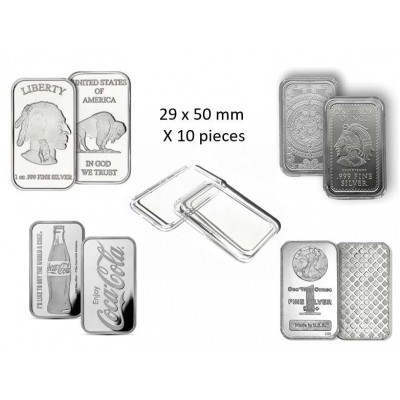Rectangular Coin Capsules 29 x 50mm for 1 oz buffalo Aztec coca cola silver bars 10 PIECES