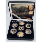 Leonardo Da Vinci - set collection of 7 colored coins WORLD COINS