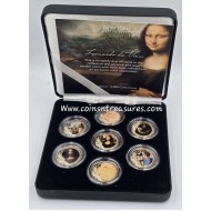 Leonardo Da Vinci - set collection of 7 colored coins