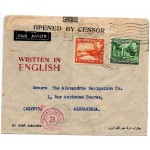 CYPRUS POSTAL HISTORY - KGVI 1940 CENSORED PASSED OPEN BY CENSOR 25 COVER CYPRUS TO EGYPT CYPRUS STAMPS