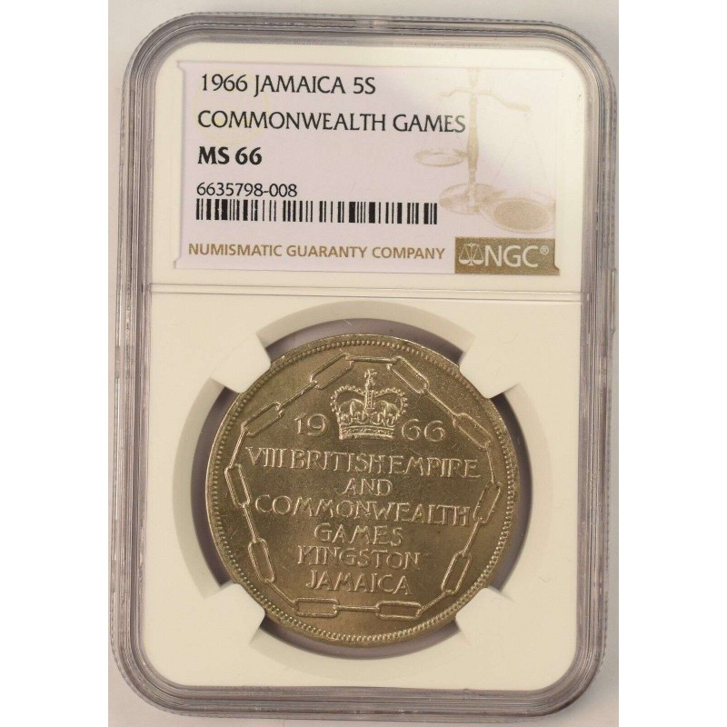 JAMAICA 5 SHILLINGS COIN 1966 GAMES NGC MS66 WORLD COINS