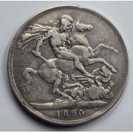 GREAT BRITAIN UK 1890 CROWN SILVER COIN QUEEN VICTORIA