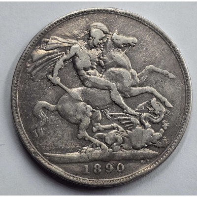 GREAT BRITAIN UK 1890 CROWN SILVER COIN QUEEN VICTORIA