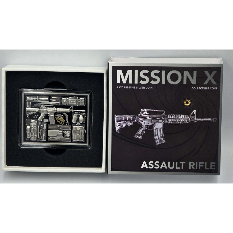 ASSAULT RIFLE Mission X 2 Oz Silver Coin Samoa 2025 GOLD AND SILVER BULLION