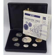Denmark 2002 Silver Proof Euro Trial Coin Set