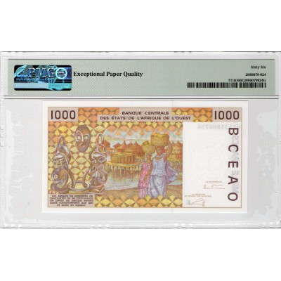 West African Senegal 1000 Francs 2002 P711KI PMG66 EPQ