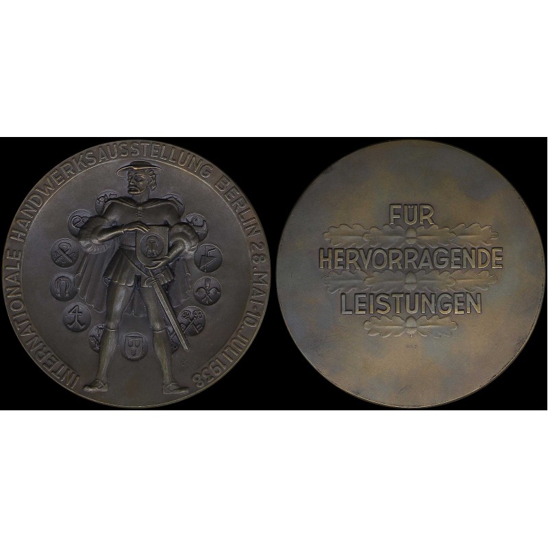 GERMANY LARGE MEDAL 161,4gr Commemorative International Crafts Exhibition in Berlin 1938 ANTIQUES & OTHER COLLECTIBLES