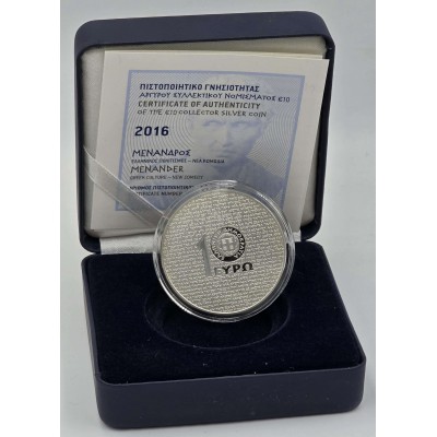 GREECE 2016 GREEK CULTURE MENANDER SILVER PROOF COIN