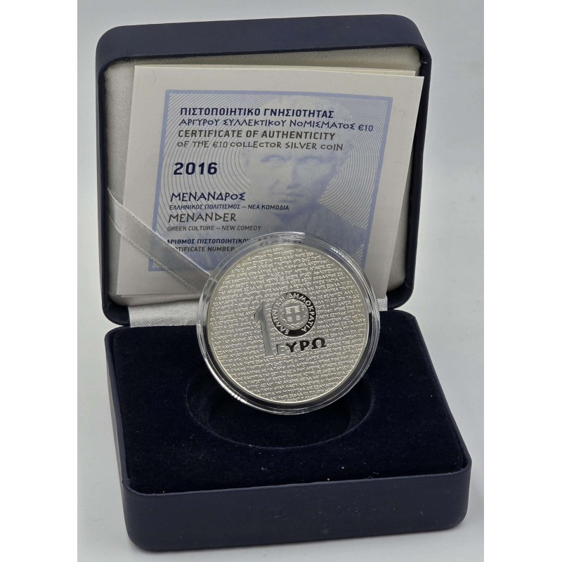 GREECE 2016 GREEK CULTURE MENANDER SILVER PROOF COIN WORLD COINS