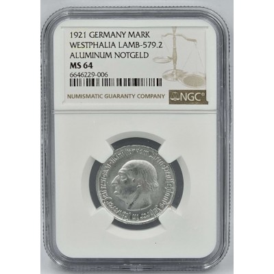 GERMANY 1 MARK COIN WESTPHALIA NOTGELD NGC MS64