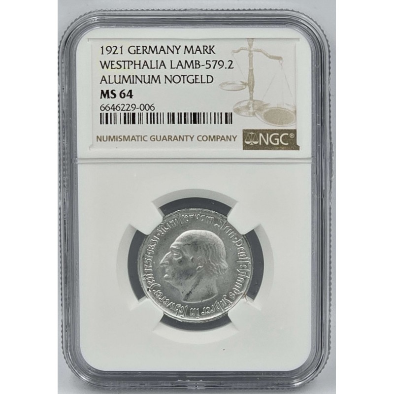 GERMANY 1 MARK COIN WESTPHALIA NOTGELD NGC MS64 WORLD COINS