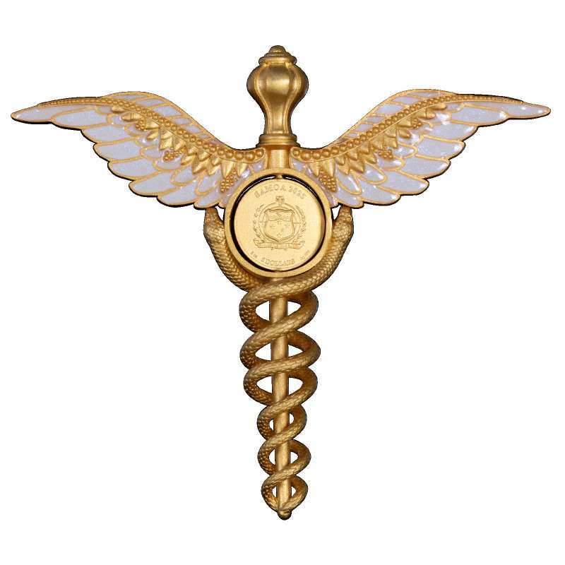 STAFF OF HERMES CADUCEUS 2 Oz Silver Coin 5$ Samoa 2025 GOLD AND SILVER BULLION