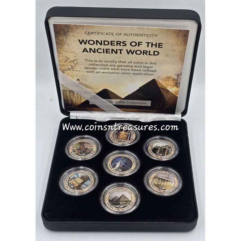 Wonders of the World 2 - set collection of 7 colored coins WORLD COINS