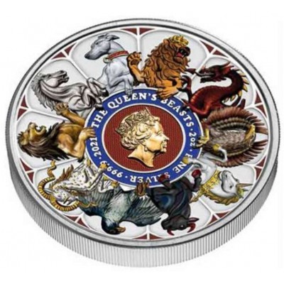 UK Queen's Beasts 2021 £5 GBP The Completer Color - colorized Coin SILVER BULLION BU COIN 2 OZ .999