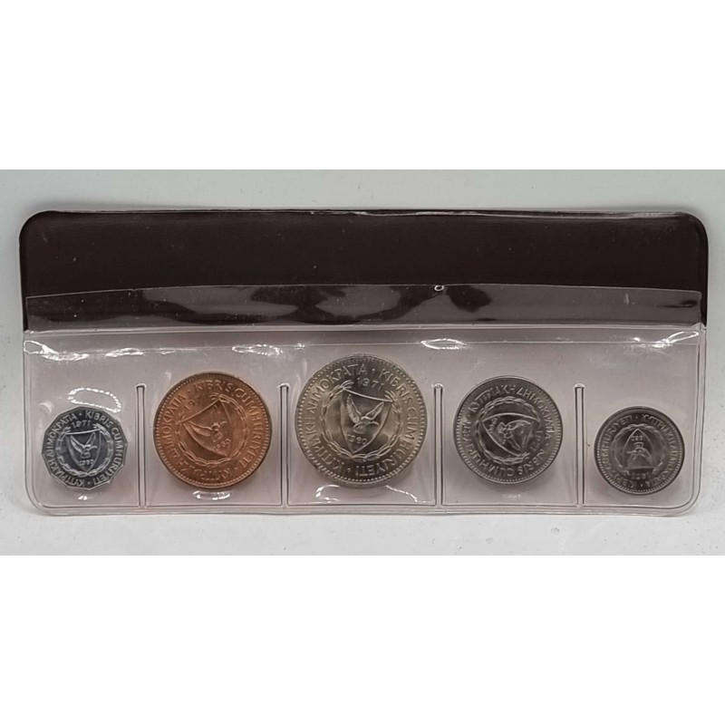 CYPRUS 1971 COMPLETE YEAR SET MILS COINS IN ORIGINAL WALLET CASE WORLD COINS