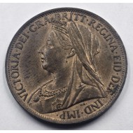 GREAT BRITAIN UK 1897 UNC PENNY COIN QUEEN VICTORIA
