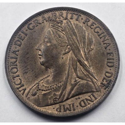 GREAT BRITAIN UK 1897 UNC PENNY COIN QUEEN VICTORIA
