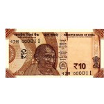 INDIA 10 RUPEES 2018 BANKNOTE GANDHI UNC P109e LOW SERIAL NUMBER 11 !!! WORLD BANKNOTES