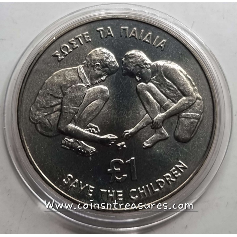 CYPRUS 1989 CUNI BU 1 POUND SAVE THE CHILDREN WORLD COINS