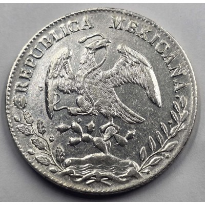 MEXICO 8 REALES SILVER COIN EAGLE 1896 Cn AM